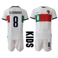 Echipament fotbal Portugalia Bruno Fernandes #8 Tricou Deplasare Mondial 2022 pentru copii maneca scurta (+ Pantaloni scurti)